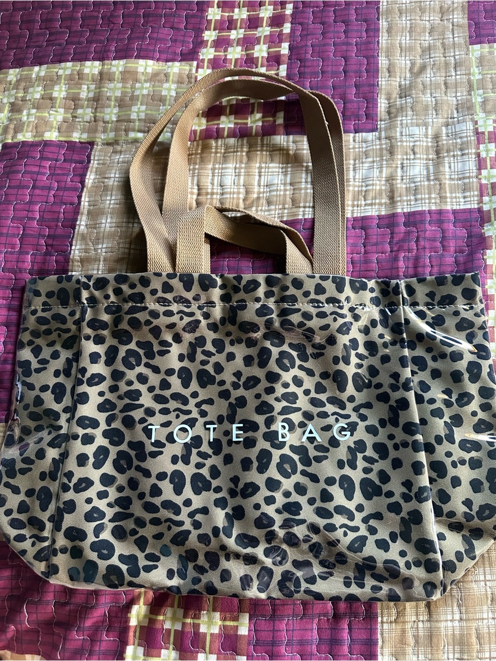 Leopard Print Tote Bag in Tan